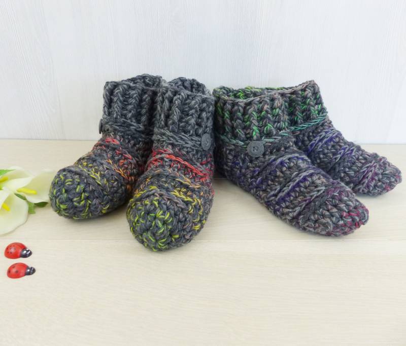 Haussocken Gr. 38/39 "Kuschlix" Hausschuhe/Puschen Gehäkelt, Socken Oder Sofasocken Für Warme Füße von pPekee