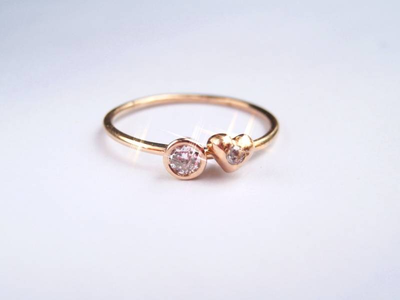 14K Gold Und Diamant Herzring | 0, 08 Cts Zentrum Aus Der Sweetfarbing-Kollektion von pablovalencia