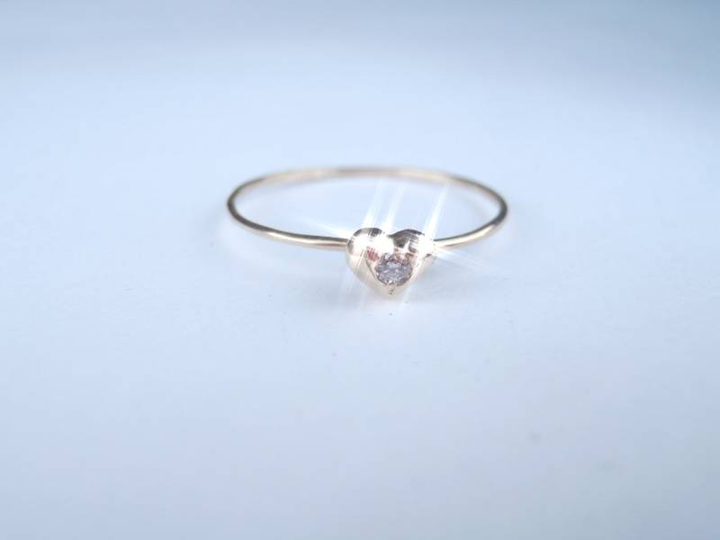 14K Gold Und Diamant Mini Herz Liebesring von pablovalencia