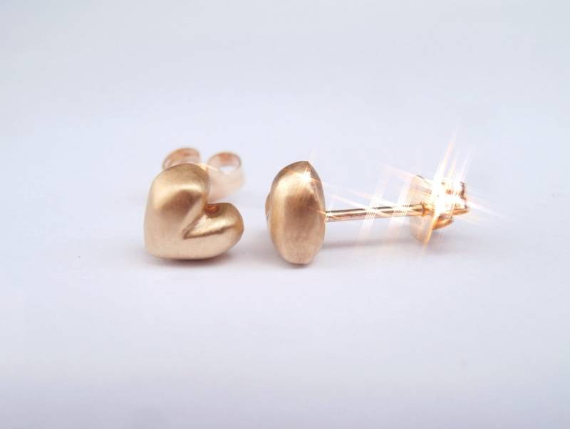 Junior Heart Solid 18K Rose Gold Ohrstecker Mit Schraubverschlüssen von pablovalencia