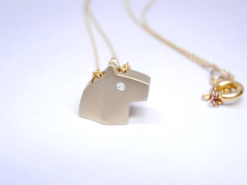 Mini Pferd Gold Diamant Halskette von pablovalencia