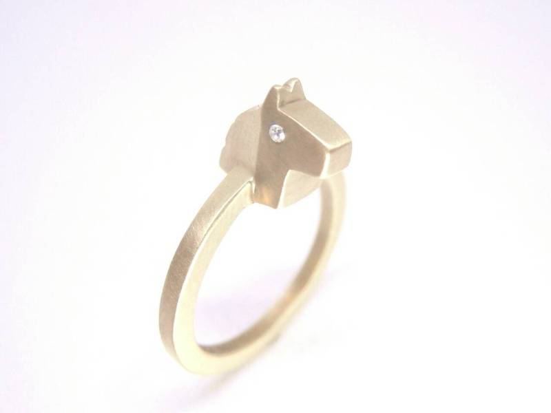Mini Pferd Gold Diamant Ring 14K Gelb Mini Pferd Gold Diamant Ring 14K Gelb von pablovalencia