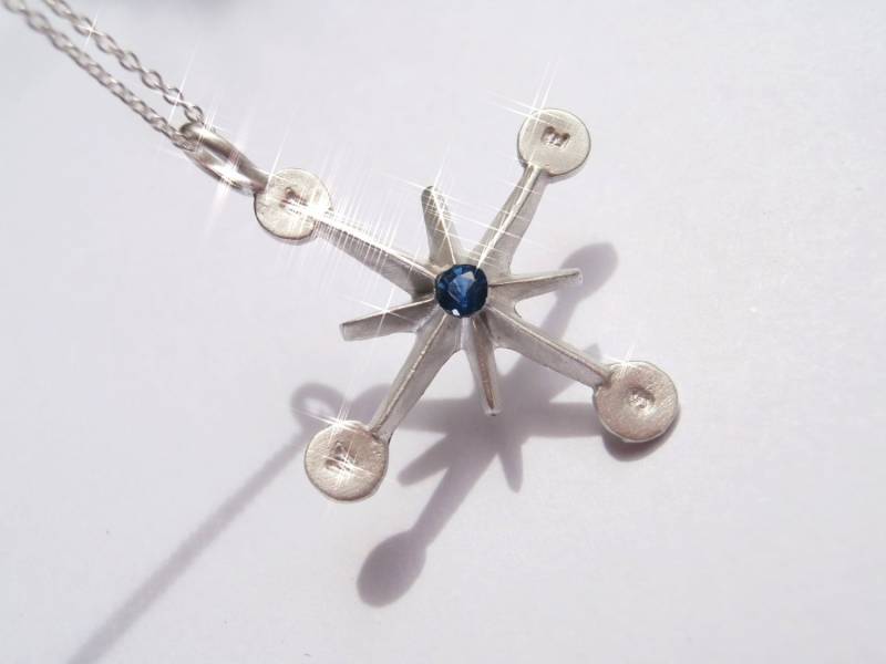 Sapphire Kompass Jr Windrose Sterling Silber Halskette von pablovalencia