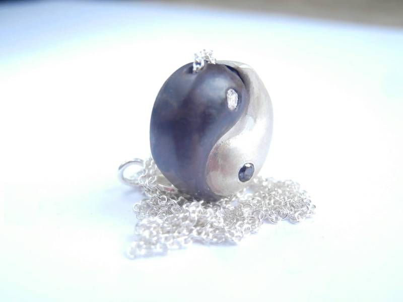 Yin Und Yang Sterling Silber Diamant Halskette von pablovalencia