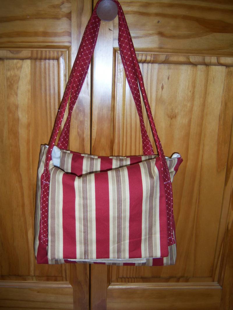 Handgemachte Gesteppte Tasche/Geldbörse Rot & Beige von pac44