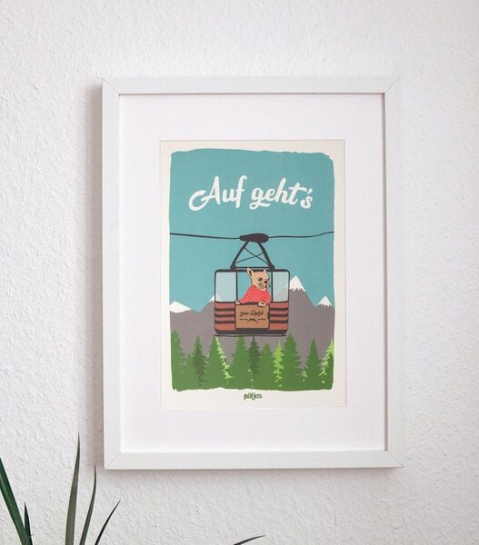 päfjes Auf geht’s - Gipfelabenteuer mit Bulldogge Bärbel - Poster A4 von päfjes