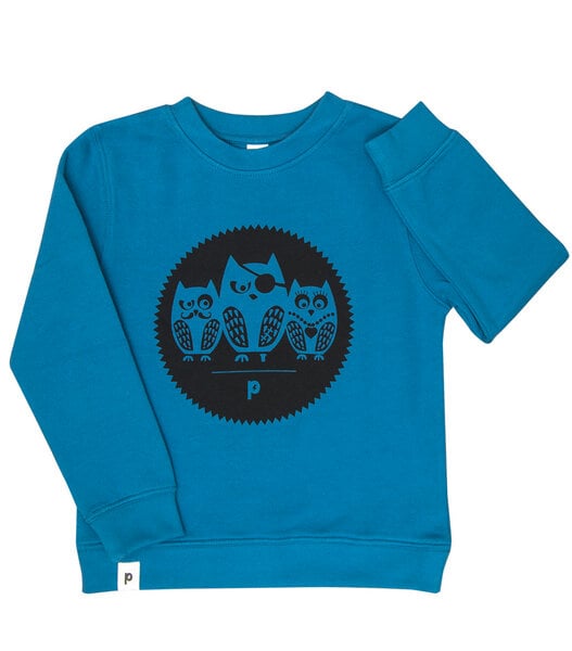 päfjes Die Eulen 3er Gang - Kinder Bio Sweater - Organic Cotton - Blau von päfjes