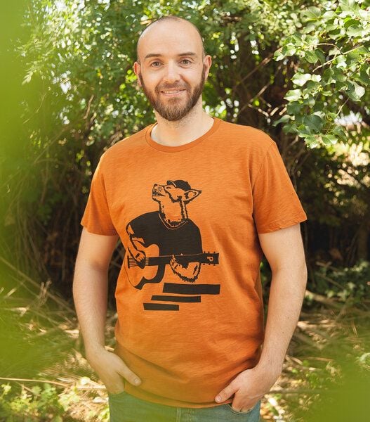päfjes Frank Fuchs/Gitarre Fuchs - Fair gehandeltes Männer T-Shirt - Slub Orange von päfjes