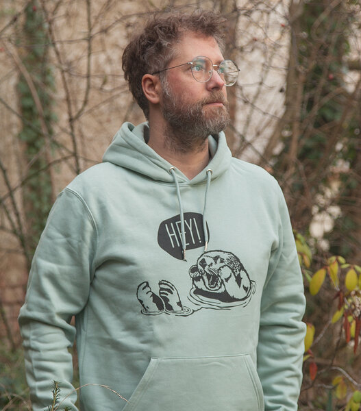 päfjes Hey Oskar Otter - Unisex Fair Wear Hoodie - Aloe von päfjes