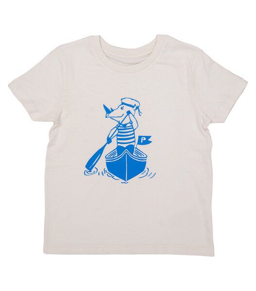päfjes Nils Nashorn im Ruderboot - Kinder Shirt - fair gehandelt - Bio - Natur/Blau von päfjes