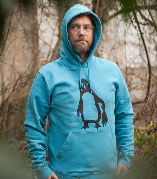 päfjes Pinguin Paul - Fair Wear Bio Unisex Hoodie / Kapuzenpulli - LightAzur von päfjes