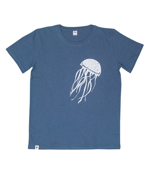 päfjes Qualle Jellyfish - Männer T-Shirt - Fair gehandelt aus Baumwolle Bio - Slub Blau von päfjes