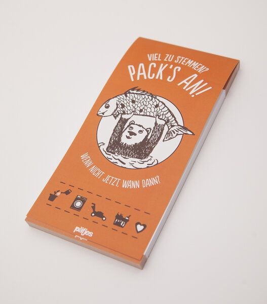 päfjes Viel zu Stemmen? Pack’s an! - Notizblock mit Bär&Fisch - 100 Seiten von päfjes