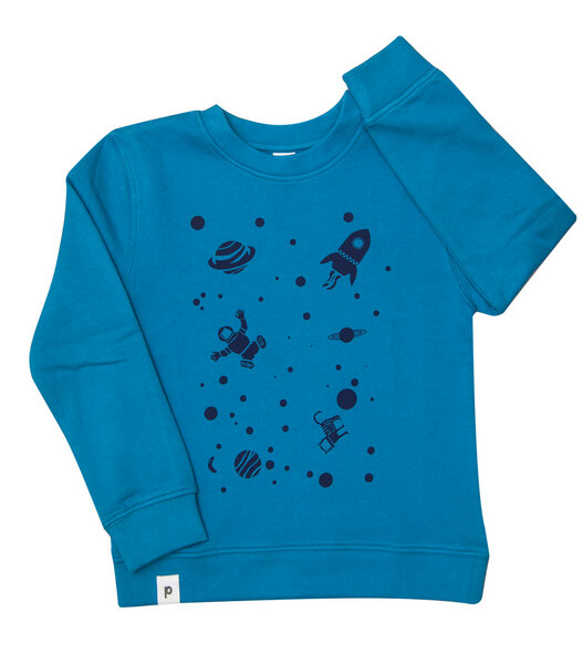 päfjes Weltall mit Katze - Kinder Bio Sweater - Organic Cotton - Blau von päfjes