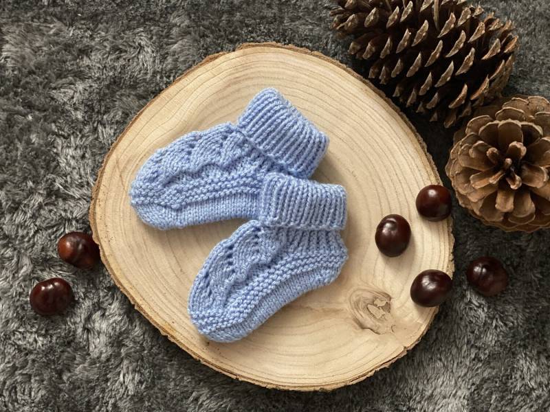 Babysocken | Wintersocken Mit Kleinem Lochmuster Blau von pagaennaART