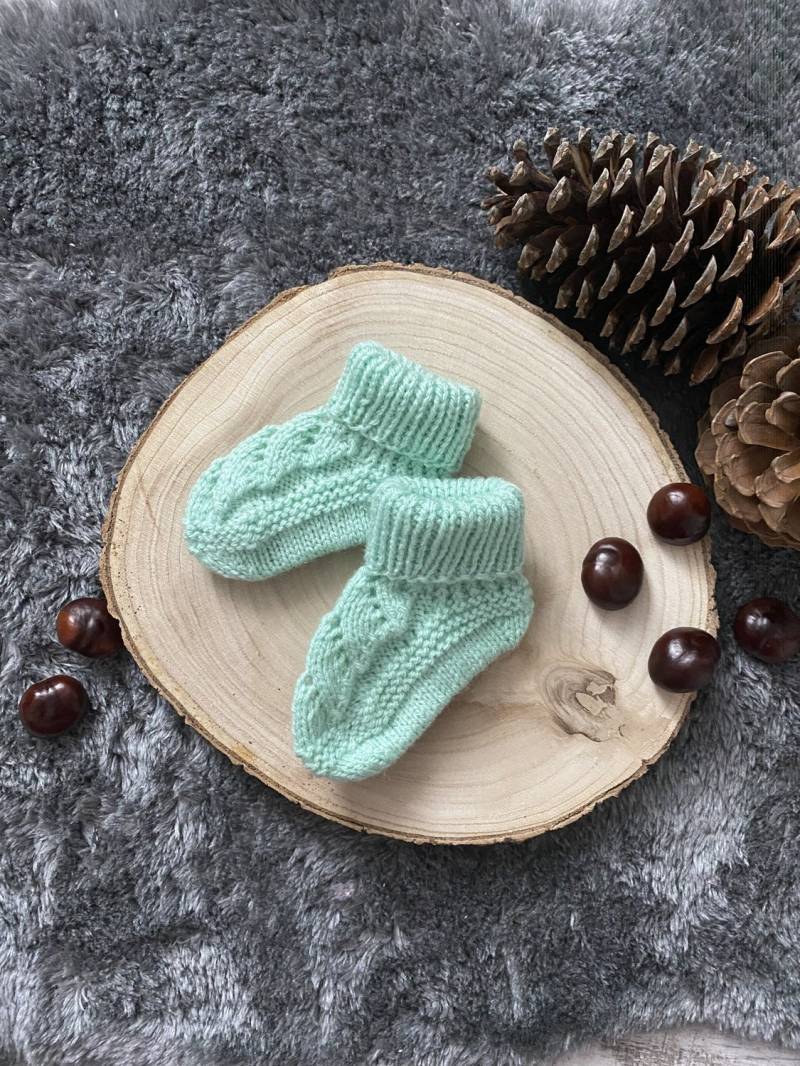 Babysocken | Wintersocken Mit Kleinem Lochmuster Mintgrün Babysocken | Wintersocken Mit Kleinem Lochmuster Mintgrün von pagaennaART