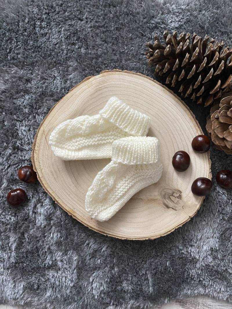 Babysocken | Wintersocken Mit Kleinem Lochmuster Weiß/Creme Babysocken | Wintersocken Mit Kleinem Lochmuster Weiß/Creme von pagaennaART