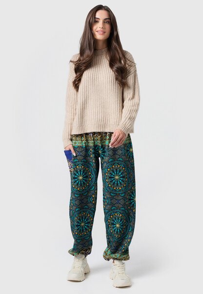 paigh Warme Loungewear Haremshose für Damen aus kuscheliger Bio-Baumwolle mit Sternenmuster von paigh