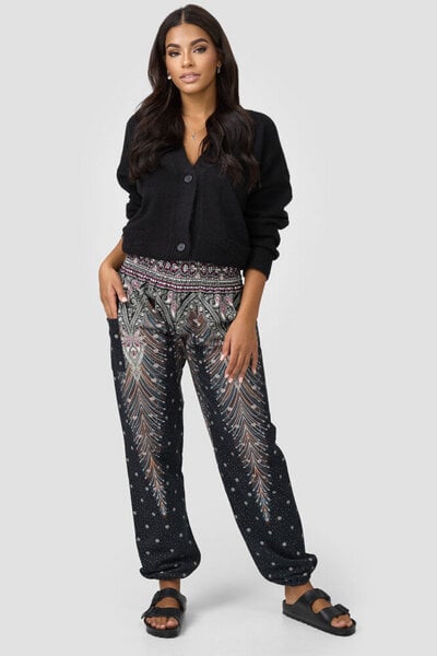 paigh Warme Loungewear Haremshose für Damen aus kuscheliger Bio-Baumwolle mit orientalischem Muster von paigh