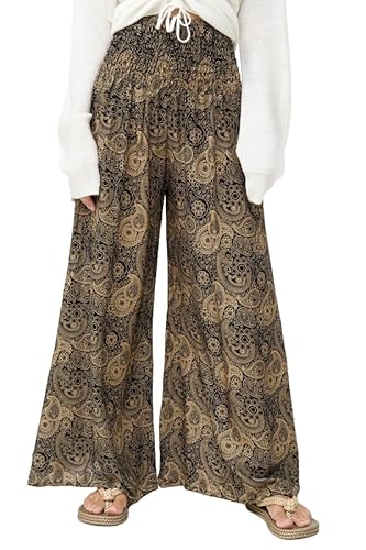 paigh komfortable Palazzo Hose Damen Sommer - weitgeschnittene Damen-Stoffhose mit elastischem, hohen Bund - Moderne, leichte Boho Beach Hose mit Taschen - lockerer Fit in atmender Viskose von paigh
