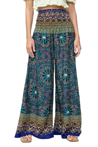 paigh komfortable Palazzo Hose Damen Sommer - weitgeschnittene Damen-Stoffhose mit elastischem, hohen Bund - Moderne, leichte Boho Beach Hose mit Taschen - lockerer Fit in atmender Viskose von paigh