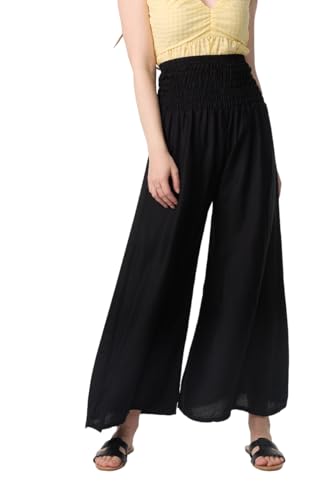 paigh komfortable Palazzo Hose Damen Sommer - weitgeschnittene Damen-Stoffhose mit elastischem, hohen Bund - Moderne, leichte Boho Beach Hose mit Taschen - lockerer Fit in atmender Viskose von paigh