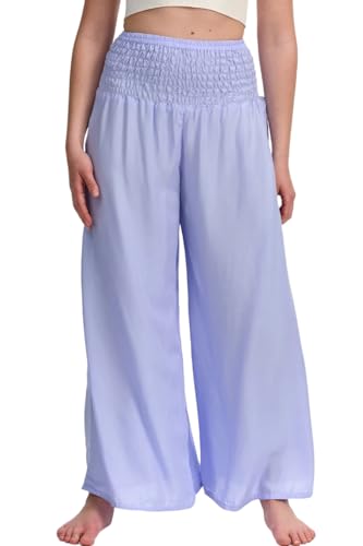 paigh komfortable Palazzo Hose Damen Sommer - weitgeschnittene Damen-Stoffhose mit elastischem, hohen Bund - Moderne, leichte Boho Beach Hose mit Taschen - lockerer Fit in atmender Viskose von paigh
