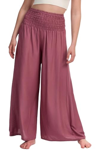 paigh komfortable Palazzo Hose Damen Sommer - weitgeschnittene Damen-Stoffhose mit elastischem, hohen Bund - Moderne, leichte Boho Beach Hose mit Taschen - lockerer Fit in atmender Viskose von paigh