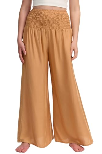 paigh komfortable Palazzo Hose Damen Sommer - weitgeschnittene Damen-Stoffhose mit elastischem, hohen Bund - Moderne, leichte Boho Beach Hose mit Taschen - lockerer Fit in atmender Viskose von paigh
