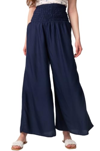 paigh komfortable Palazzo Hose Damen Sommer - weitgeschnittene Damen-Stoffhose mit elastischem, hohen Bund - Moderne, leichte Boho Beach Hose mit Taschen - lockerer Fit in atmender Viskose von paigh