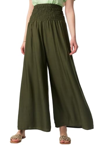 paigh komfortable Palazzo Hose Damen Sommer - weitgeschnittene Damen-Stoffhose mit elastischem, hohen Bund - Moderne, leichte Boho Beach Hose mit Taschen - lockerer Fit in atmender Viskose von paigh