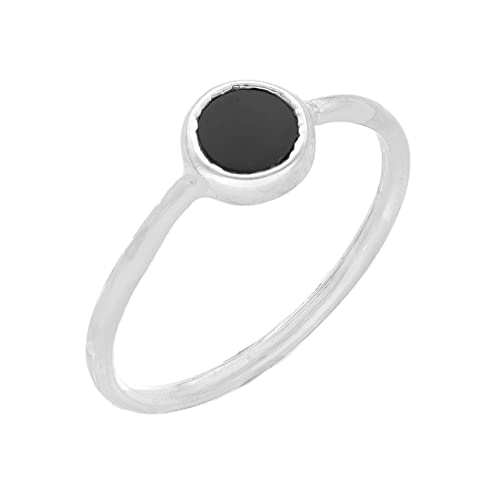 Ring Redondo Obsidiana #7 - fairtrade Ring, Handarbeit aus Mexiko, 925 Sterling Silber von pakilia