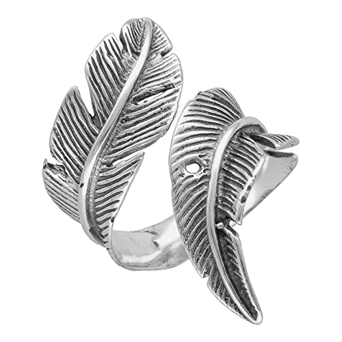 pakilia Damen-Ring Plumas aus 925 Sterling Silber nickelfrei Handarbeit fair-trade Mexiko größenverstellbar Ringgröße 7-9 Federn von pakilia