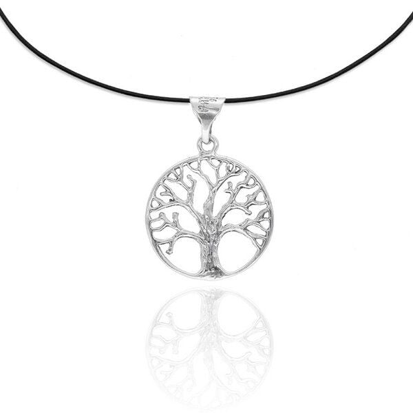 pakilia Fair-Trade Silber Anhänger "Lebensbaum" mit Silber- od. Kautschukkette von pakilia