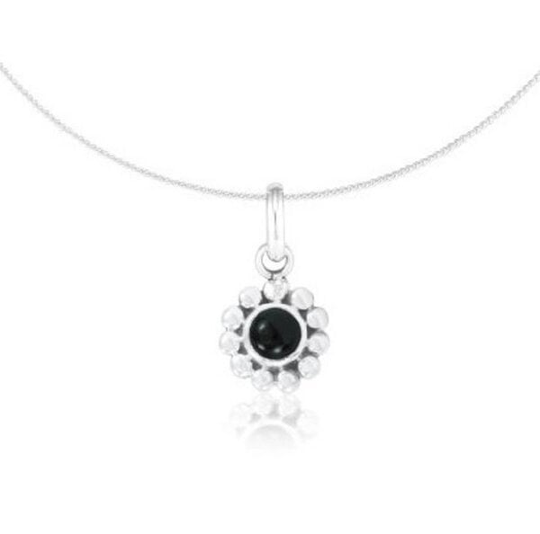 pakilia Silber Kette Blumen Obsidian Fair-Trade und handmade von pakilia