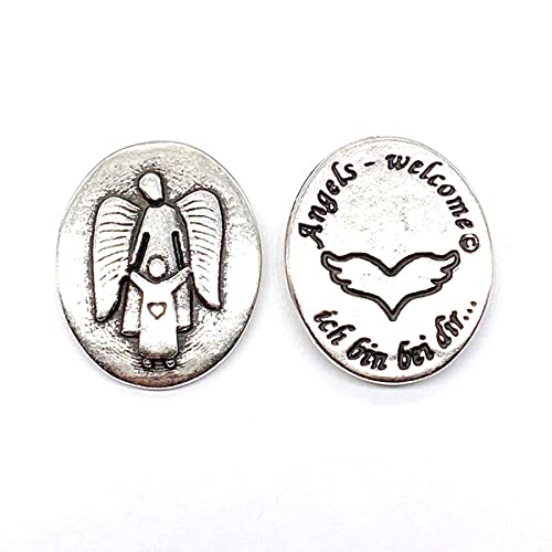paletti Talisman Münze | Engel mit Kind | Text ‘ich Bin bei dir’ versilbert von paletti