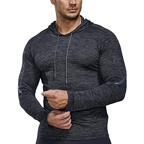 Herren Fitness Langarm Kompression Laufshirts Sport Hoodies Dry Fit Oben 21801 Schwarz M von palglg