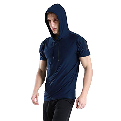 Herren Running Kapuzenpullover Fitness Sport Kurzarm T-Shirts Navy blau S von palglg