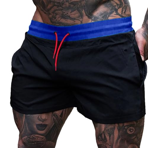 palglg Herren 4" Inseam Laufend Fitness Training Shorts mit Reißverschlusstasche ohne Futter Schwarz L von palglg
