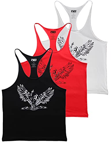 palglg Herren Bodybuilding Tank Top Fitness Trainieren Sport Weste Gym Sleeveless Muskelshirt ZYZZ01 Schwarz Rot Weiß M von palglg