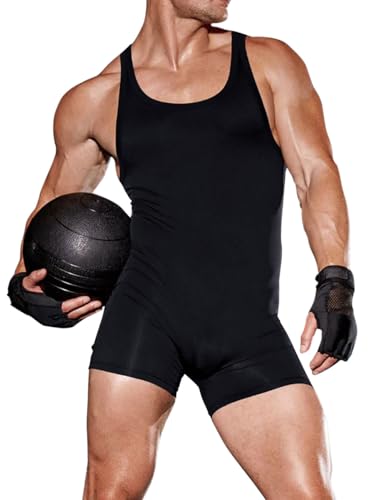 palglg Herren Sport-Unterhemd Aktiv-Tanktops Einteiler Trainings-Unterhemd für Zuhause Yoga Training Bodybuilding Schwarz XL von palglg