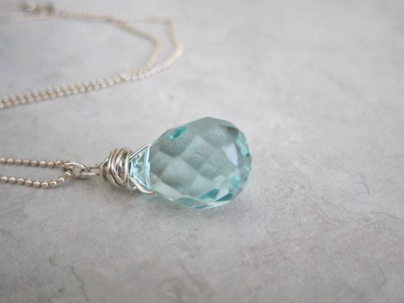 Aquamarin Draht Gewickelt Quarz Halskette von pamshaffer