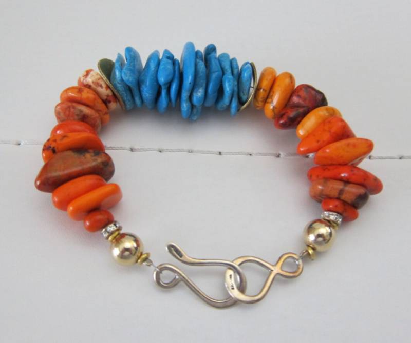 Blau Und Orange Chunky Türkis Armband von pamshaffer