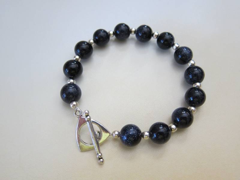 Blau Und Silber Perlen Armband von pamshaffer