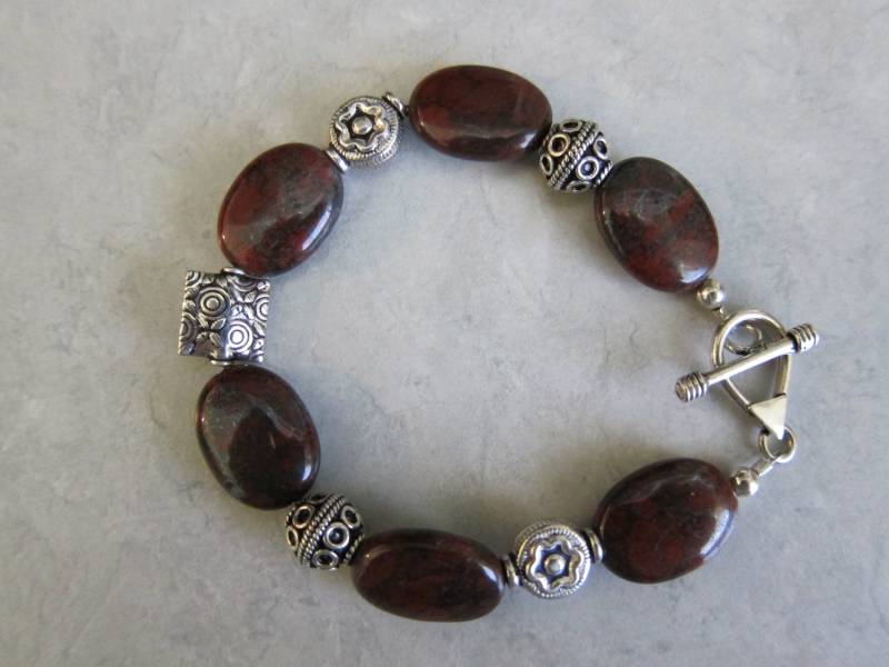 Braun, Jasper Und Sterling Bali Perlen Armband-2 von pamshaffer