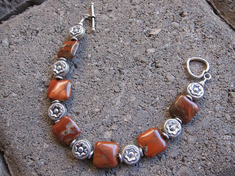 Brauner Jaspis Und Sterling Armband von pamshaffer