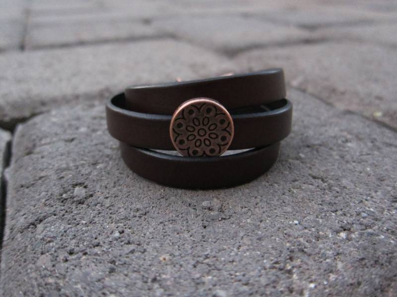 Dreifach Wickelarmband Braun Leder Flach | 10mm von pamshaffer