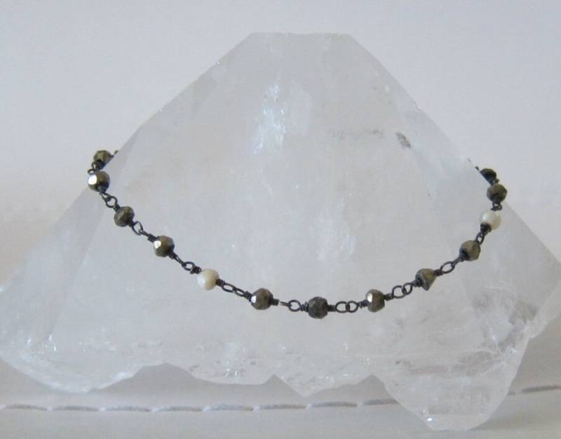 Hämatit/Pearl Rosenkranz Kettenarmband von pamshaffer