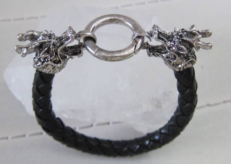 Herren Leder Armband/Drachen Verschluss Gold Oder Silber von pamshaffer