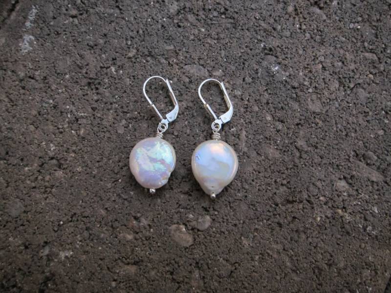 Münze Süßwasser Perle Brisur Ohrringe von pamshaffer